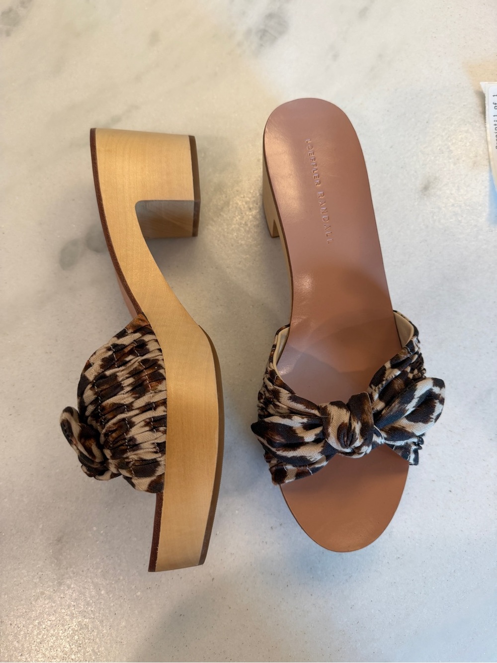 Loeffler Randall Regina Clog Leopard Knot Slide Sandal